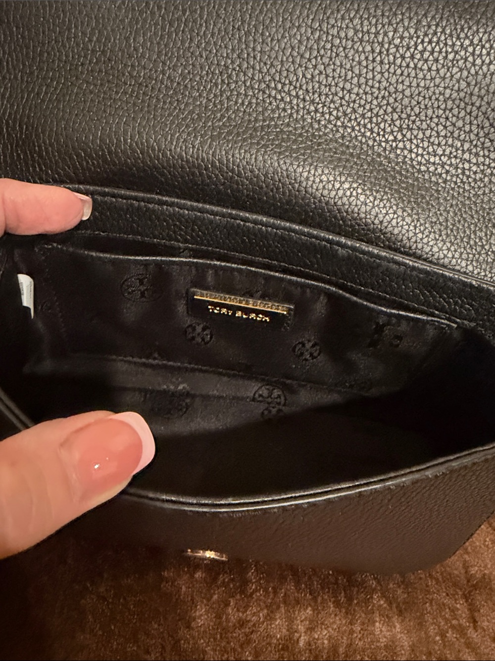 Tory Burch Black Pebbled Leather Crossbody with Tassels - Picture 3 of 12